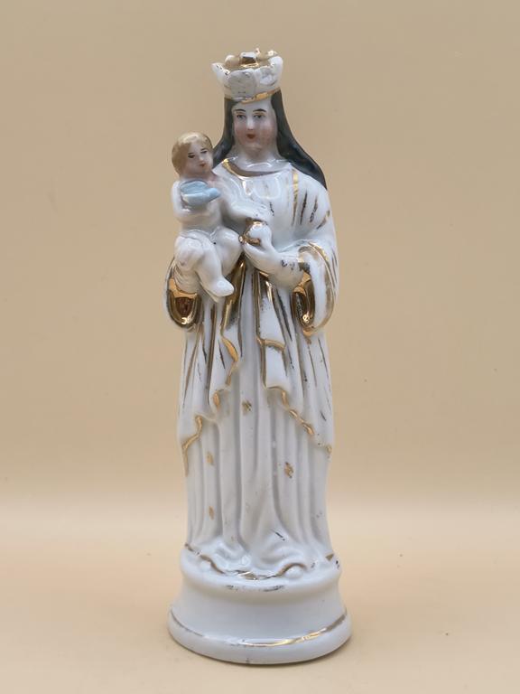 Porcelanowa figurka Matki Boskiej z Dzieciątkiem, XIX-XX w.