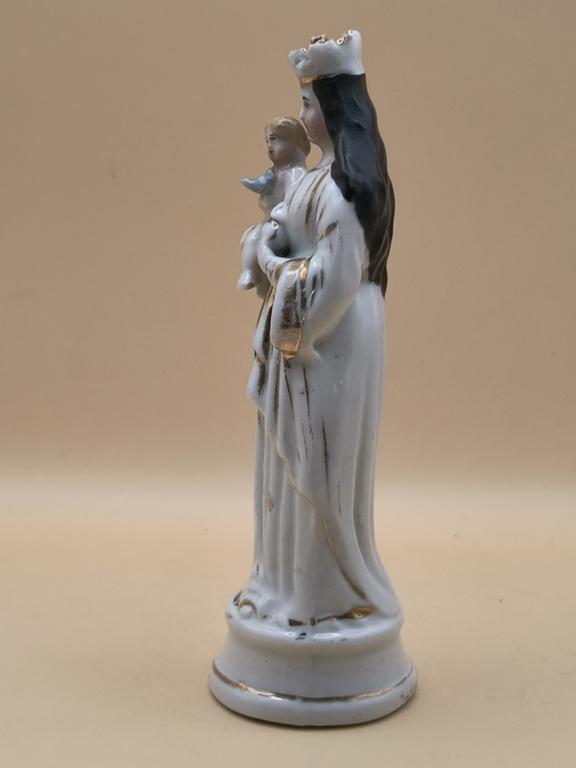 Porcelanowa figurka Matki Boskiej z Dzieciątkiem, XIX-XX w.