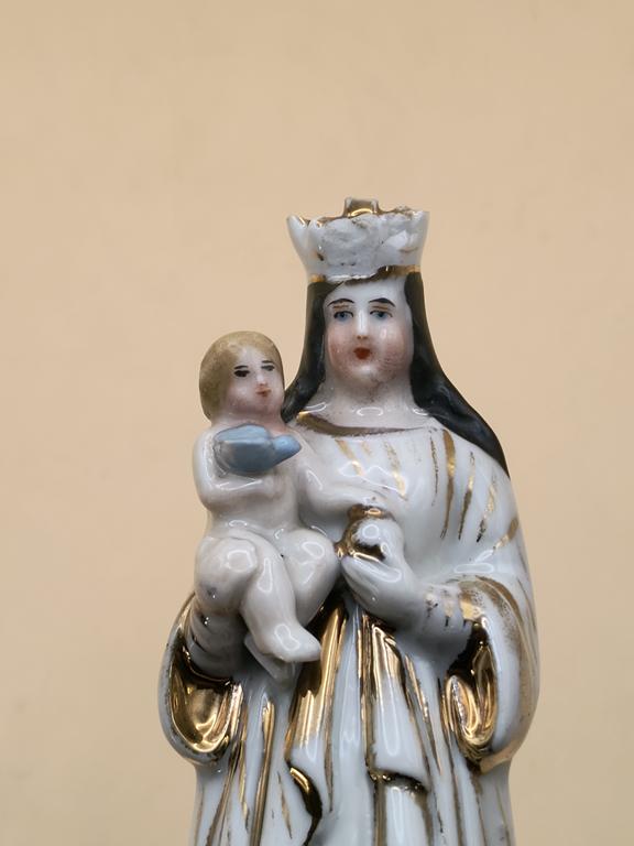 Porcelanowa figurka Matki Boskiej z Dzieciątkiem, XIX-XX w.