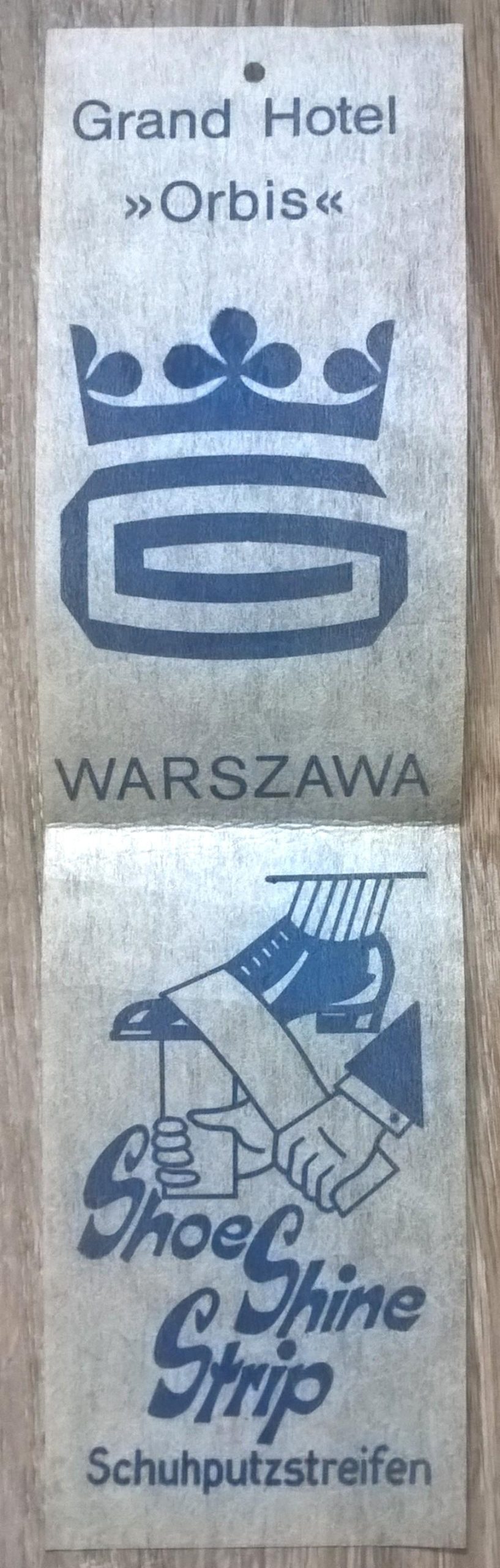 Gadżet reklamowy - czyściwo do butów - Grand Hotel "Orbis" WARSZAWA