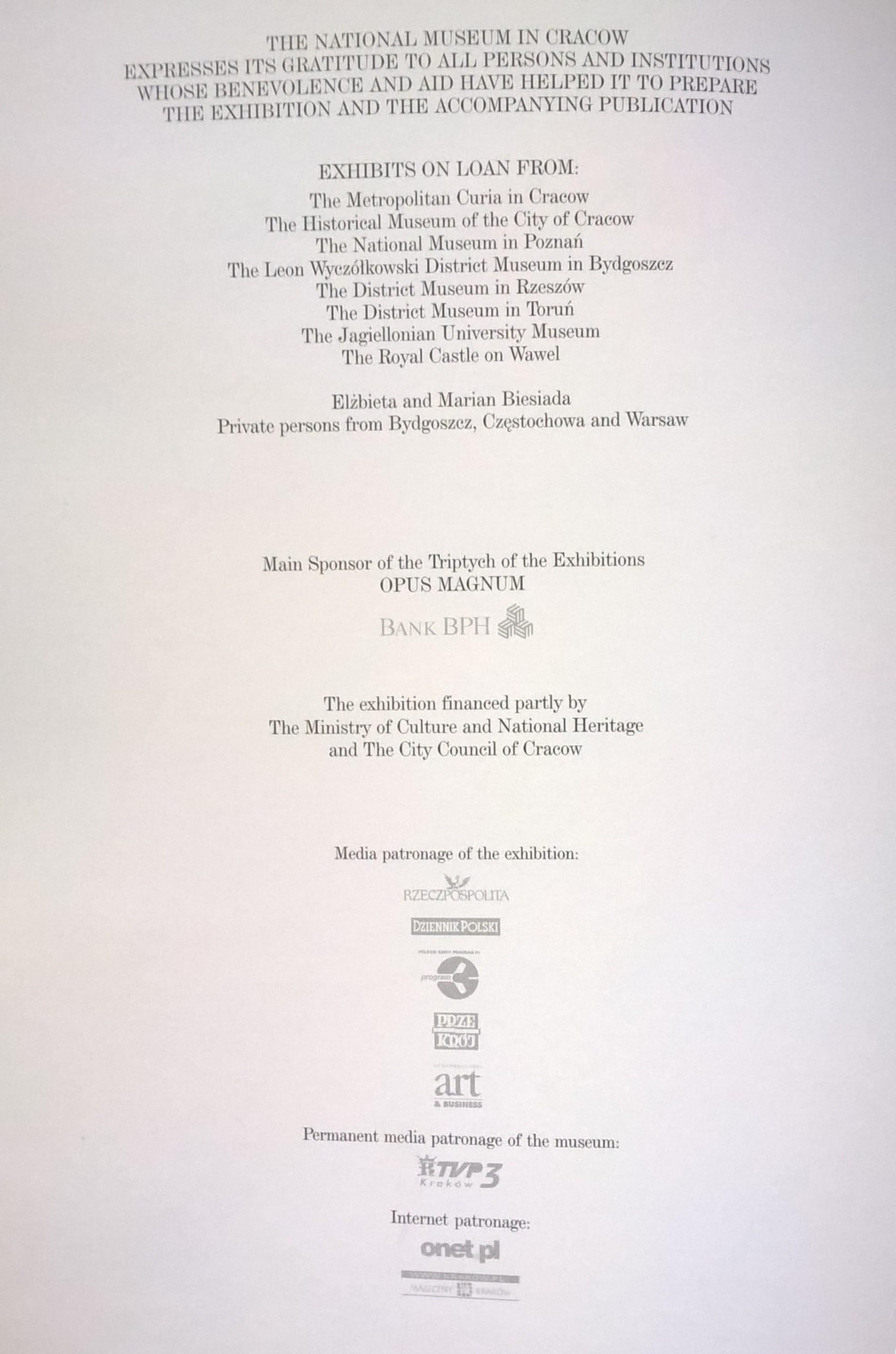 Katalog z wystawy - JAN MATEJKO. Opus Magnum, 2002 r.