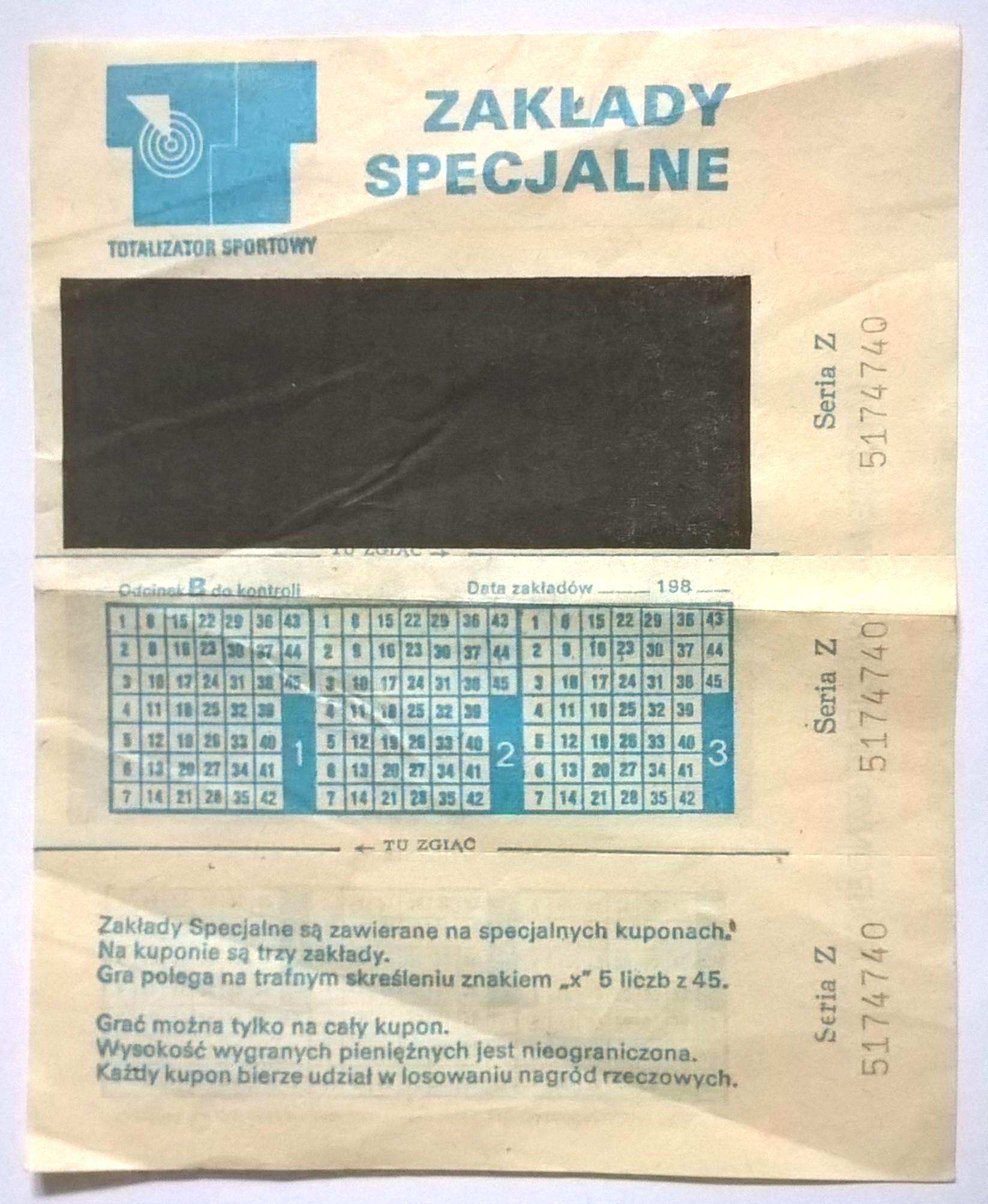Kupon - Zakłady Specjalne - Totalizator Sportowy