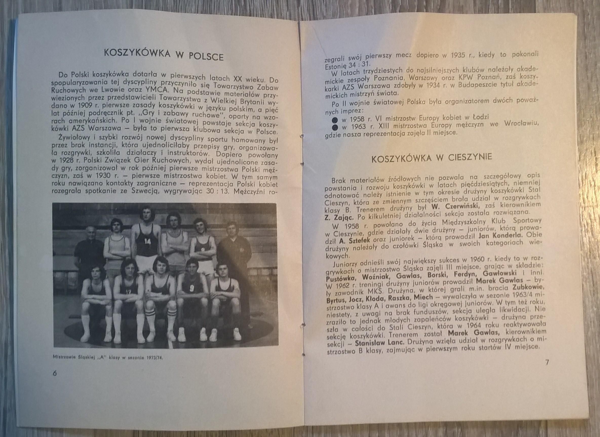 Książeczka / broszura KS CIESZYN - Tydzień koszykówki, Cieszyn 74