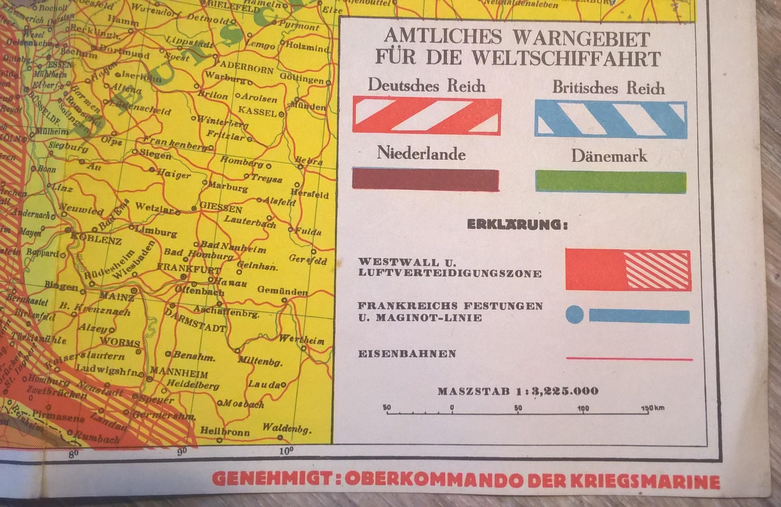 Mapa wojenna Morza Północnego - Kriegskarte der Nordsee - 1940 r.