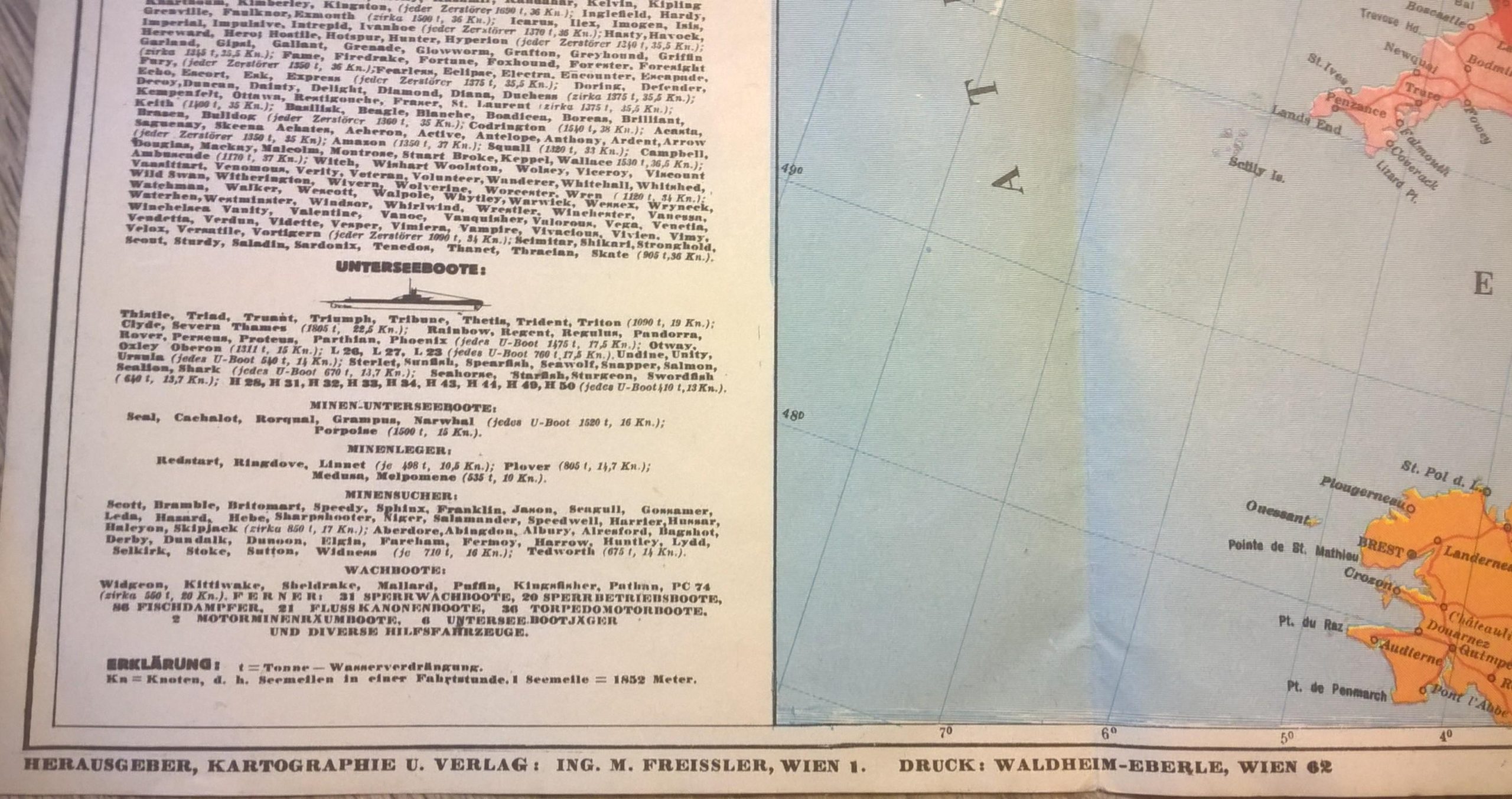 Mapa wojenna Morza Północnego - Kriegskarte der Nordsee - 1940 r.