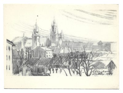 Pocztówka “Stary Kraków”, rys. Józef Cempla, 1954