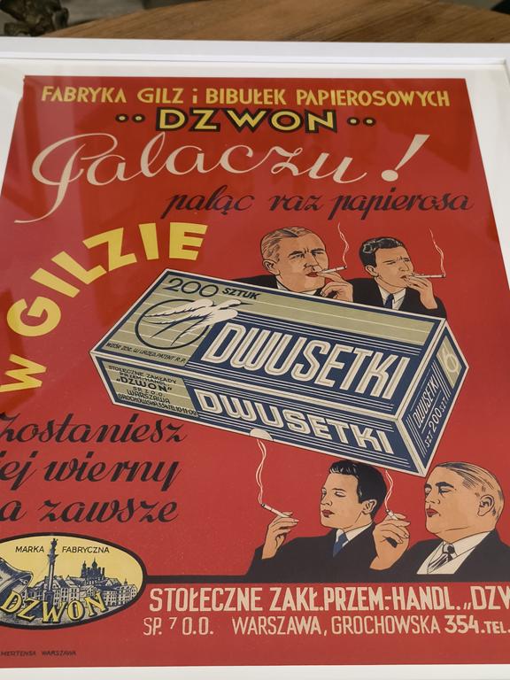 Plakat „Palaczu! Paląc raz papierosa w gilzie zostaniesz jej wierny na zawsze” - lata 30-te