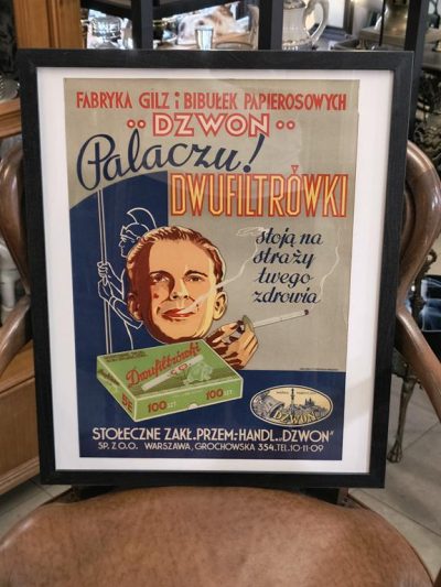 Plakat "Palaczu! Dwufiltrówki stoją na straży twojego zdrowia" – lata 30-te