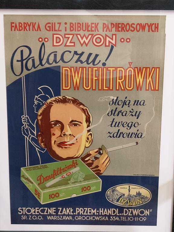Plakat "Palaczu! Dwufiltrówki stoją na straży twojego zdrowia" – lata 30-te