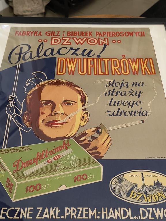 Plakat "Palaczu! Dwufiltrówki stoją na straży twojego zdrowia" – lata 30-te