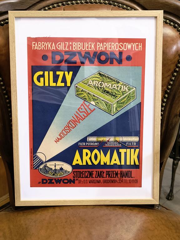 Plakat „GILZY - AROMATIK - Patentowane Zwijki - Najdoskonalsze” – lata 30-te