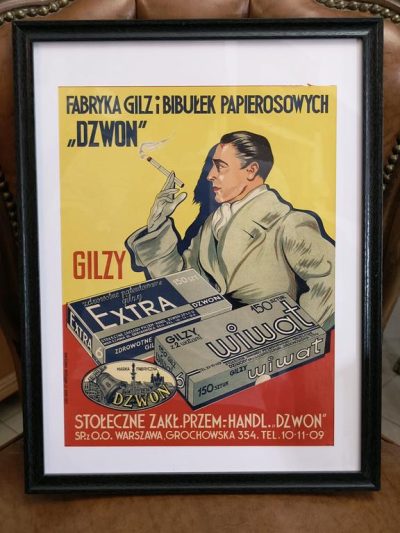 Plakat „GILZY EXTRA, GILZY WIWAT” – lata 30-te