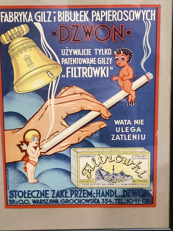 Plakat „Używajcie tylko patentowane gilzy FILTRÓWKI” – lata 30-te