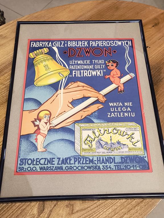 Plakat „Używajcie tylko patentowane gilzy FILTRÓWKI” – lata 30-te