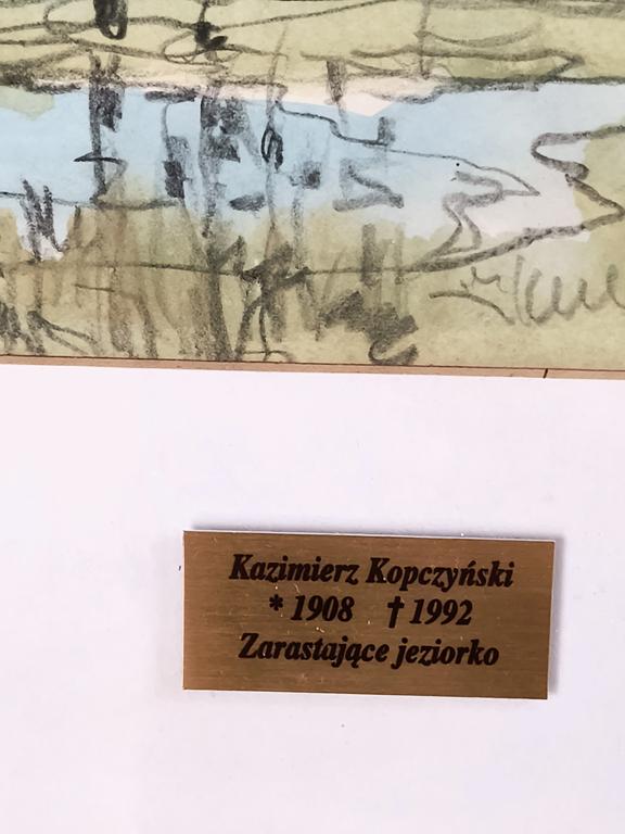 Obraz - akwarela "Zarastające jeziorko", Kazimierz KOPCZYŃSKI (1908-1992)