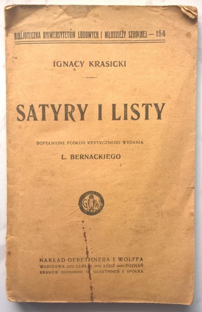 Książka "Satyry i Listy" Ignacy Krasicki - wydanie Gebethner i Wolff