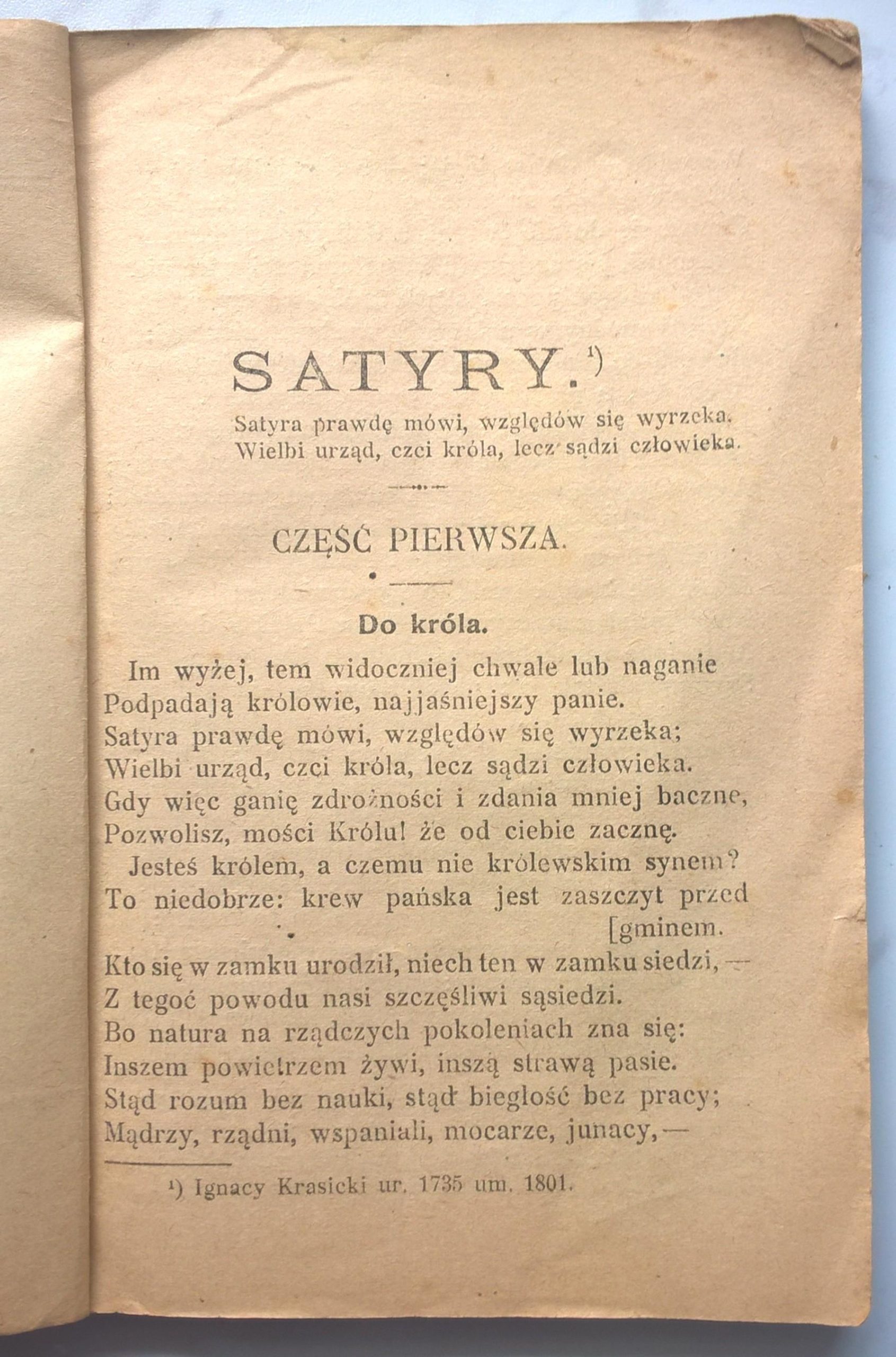 Książka "Satyry i Listy" Ignacy Krasicki - wydanie Gebethner i Wolff