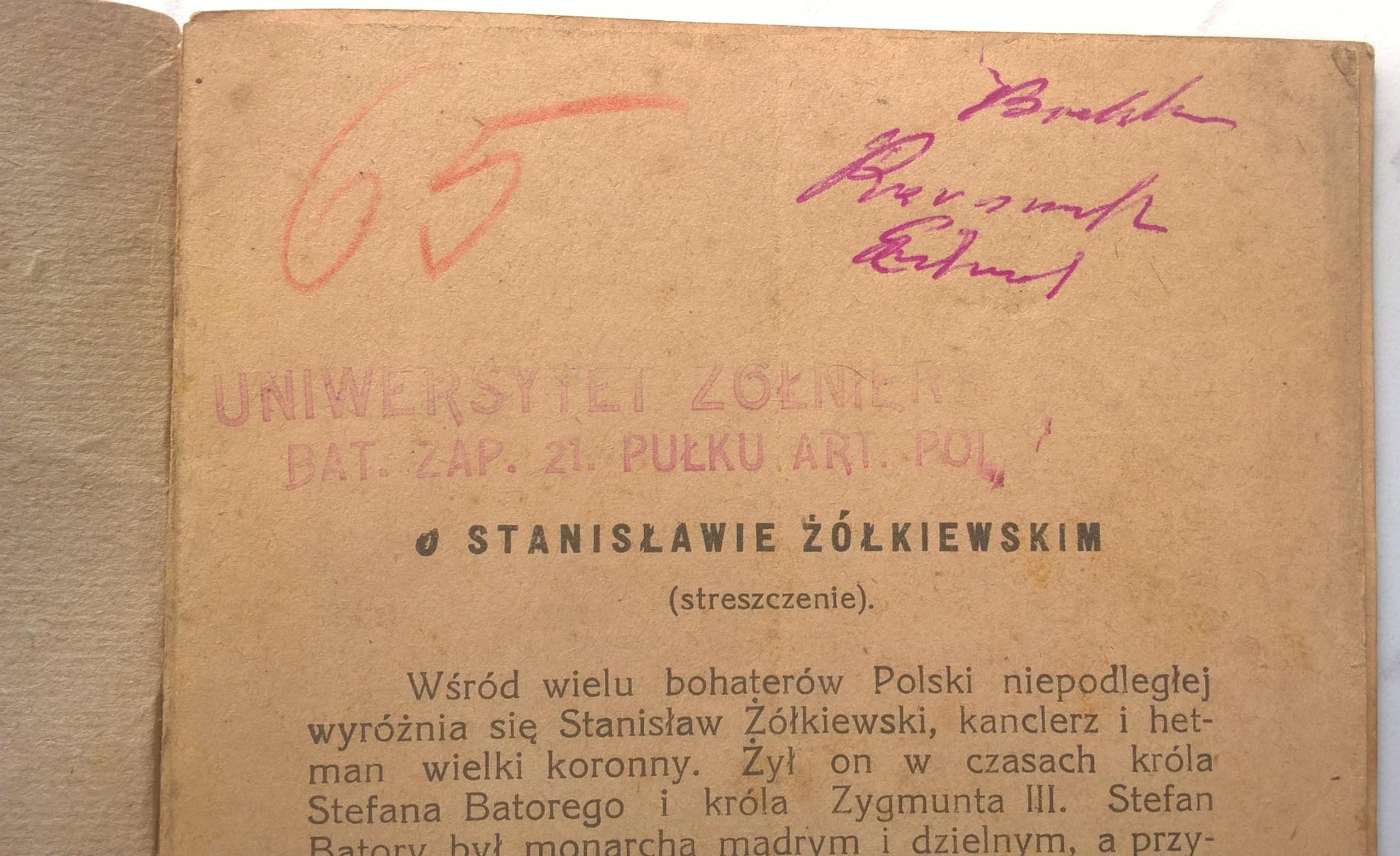 Książeczka "Stanisław Żółkiewski. Kanclerz i Hetman Wielki Koronny" Jerzy Nałęcz, 1920 r.