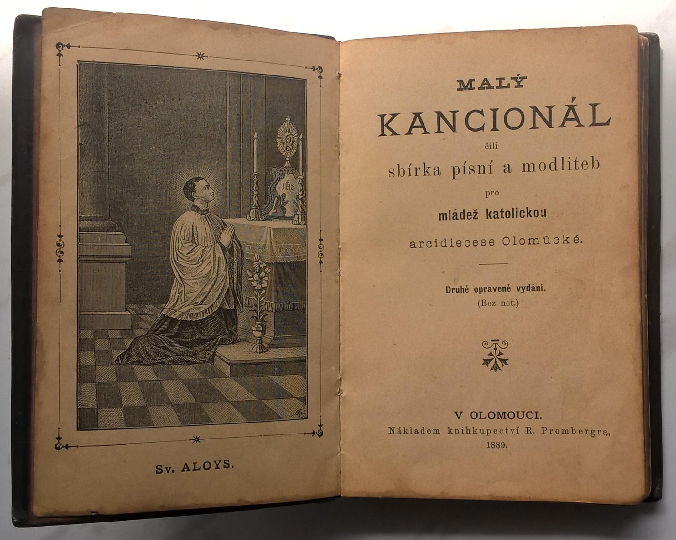 MALY KANCIONAL - zbiór pieśni i modlitw dla młodzieży katolickiej, 1889 r. - w języku czeskim
