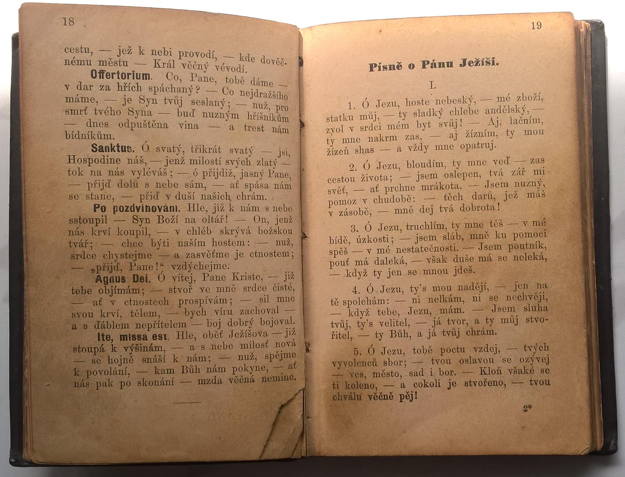 MALY KANCIONAL - zbiór pieśni i modlitw dla młodzieży katolickiej, 1889 r. - w języku czeskim