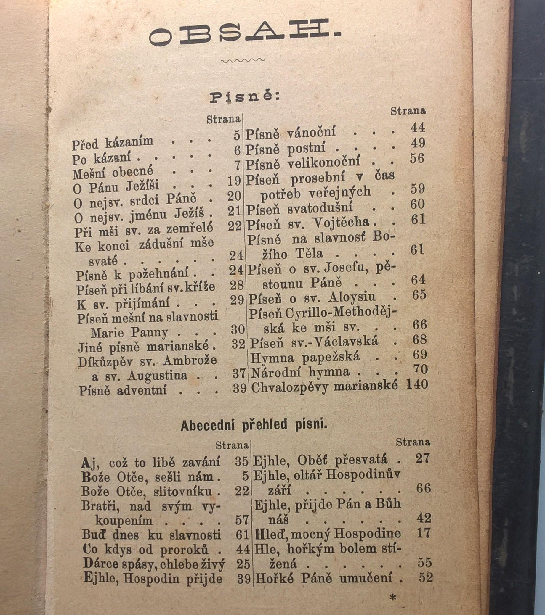 MALY KANCIONAL - zbiór pieśni i modlitw dla młodzieży katolickiej, 1889 r. - w języku czeskim