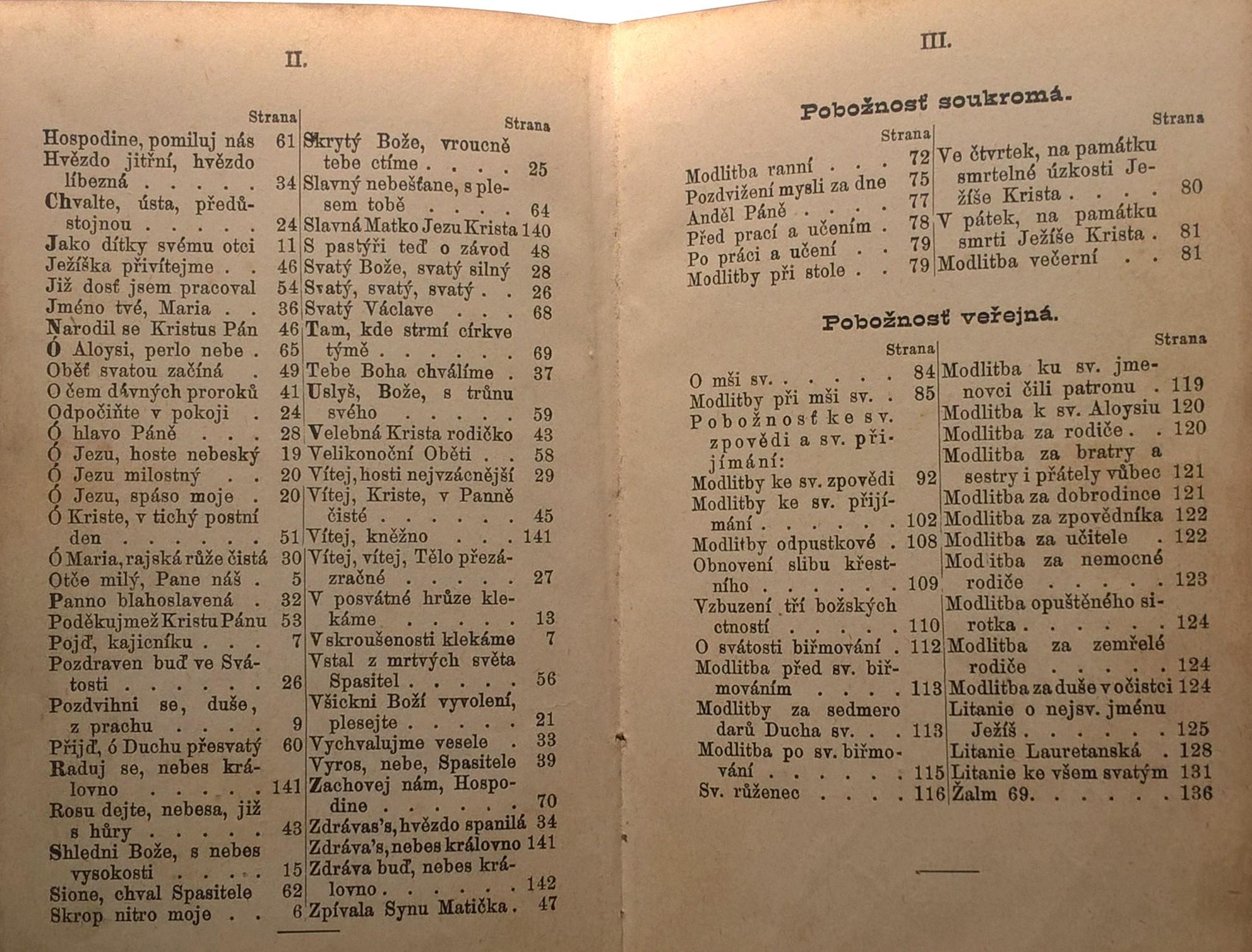 MALY KANCIONAL - zbiór pieśni i modlitw dla młodzieży katolickiej, 1889 r. - w języku czeskim