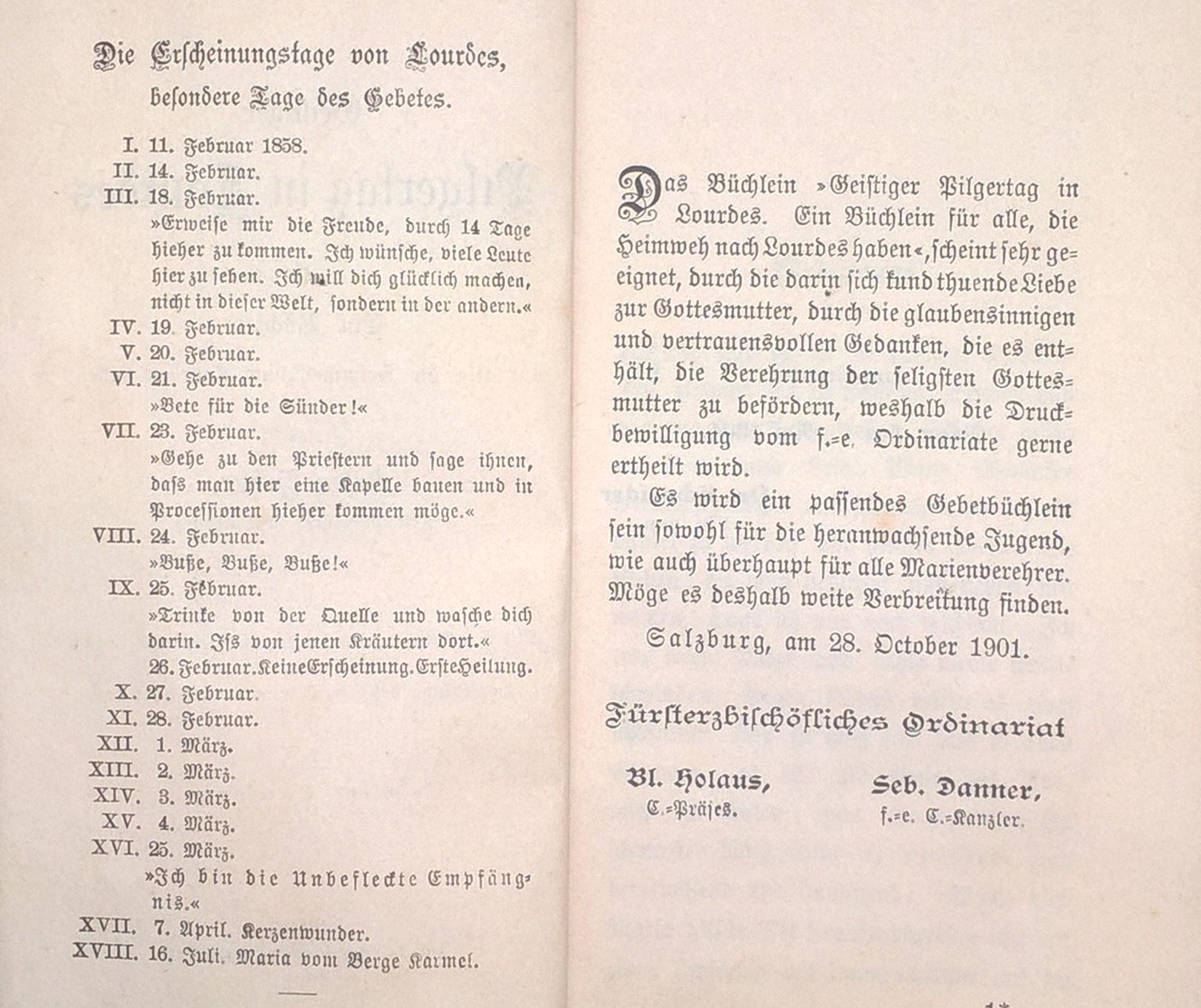 Książeczka modlitewna w języku niemieckim "Geistiger Pilgertag in Lourdes" - Duchowa pielgrzymka do Lourdes, 1909 r.