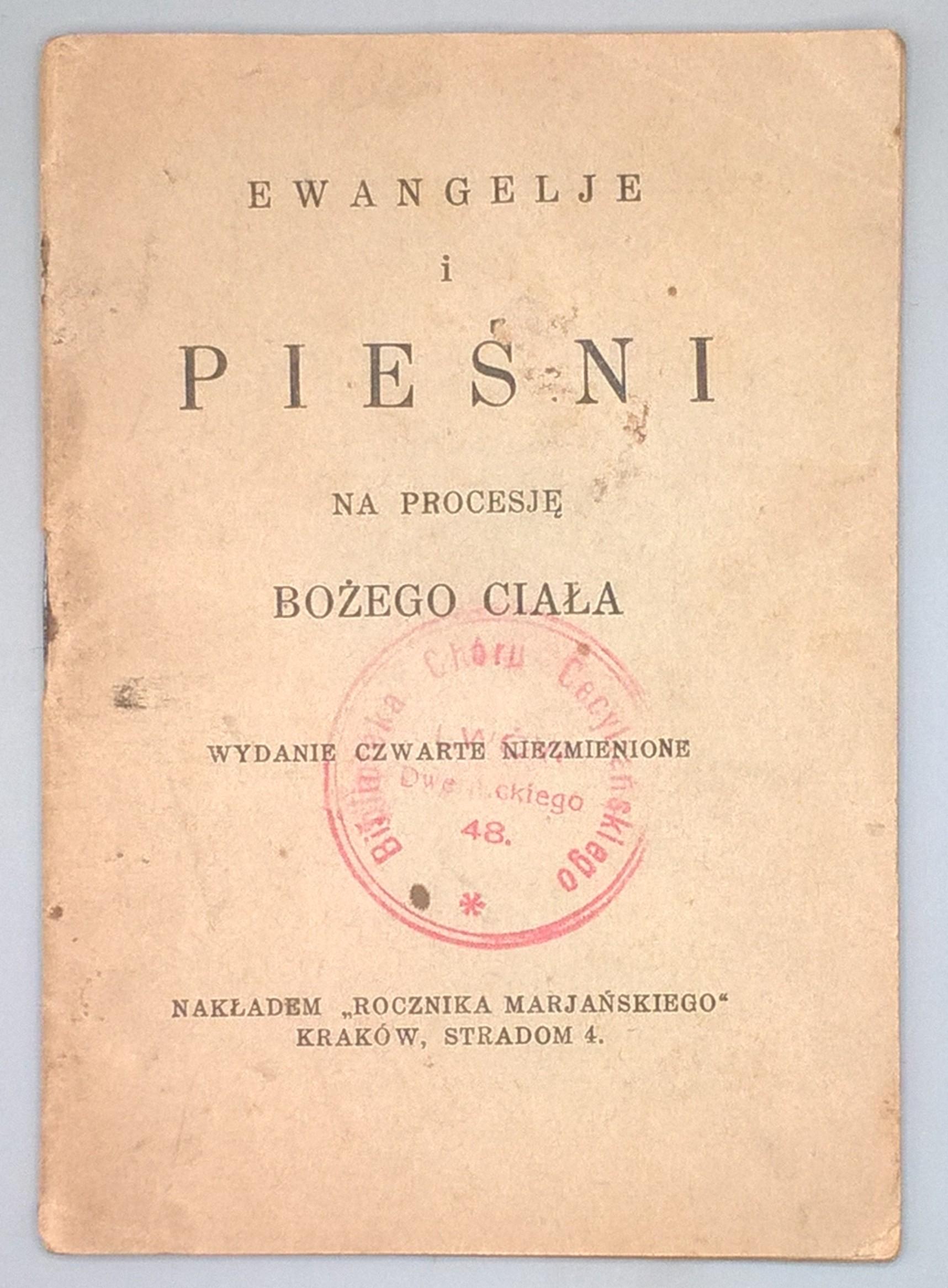 Książeczka "Ewangelie i pieśni na procesję Bożego Ciała", 1932 r.