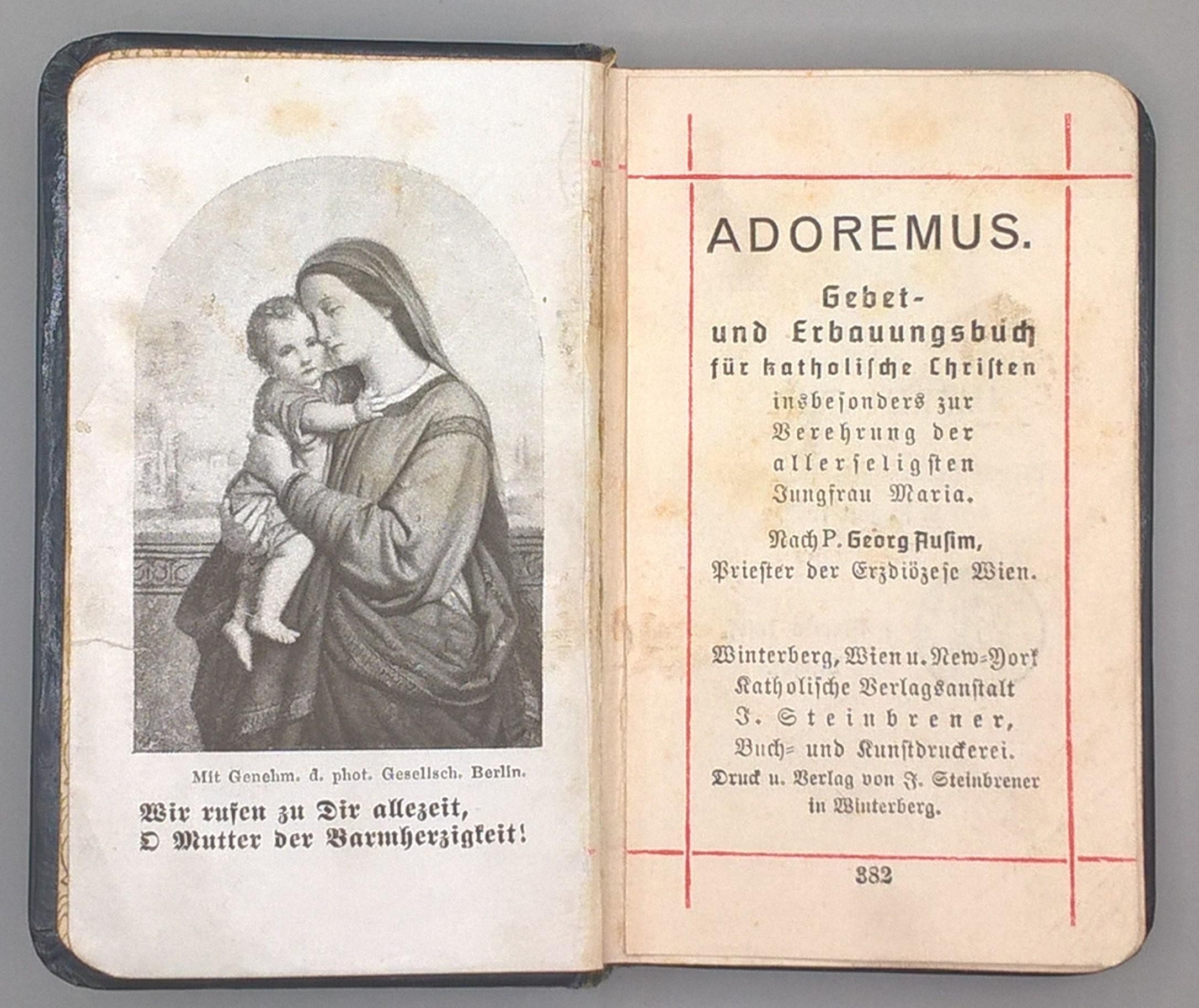 Książeczka modlitewna w języku niemieckim "Adoremus", 1897 r.