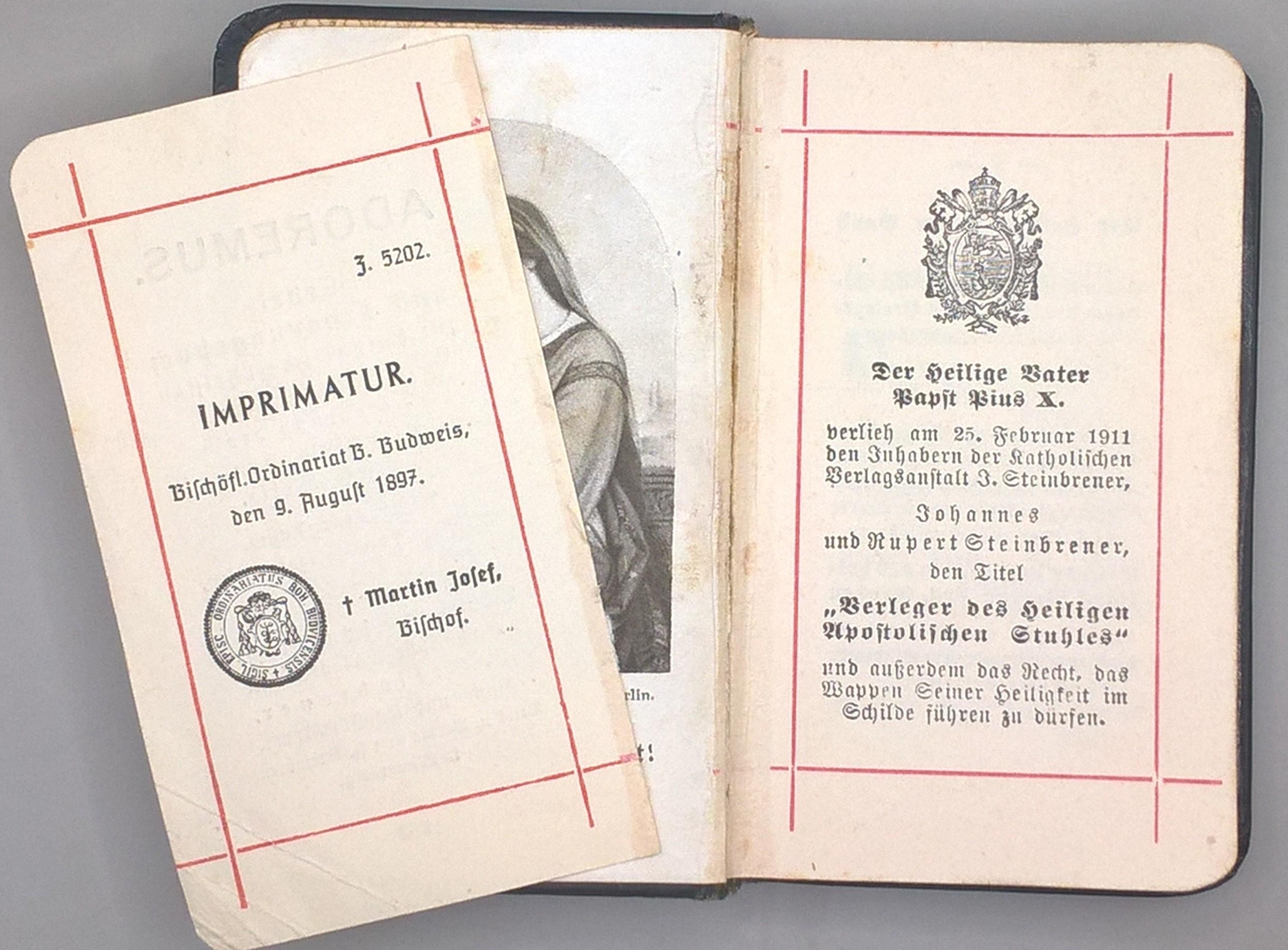 Książeczka modlitewna w języku niemieckim "Adoremus", 1897 r.