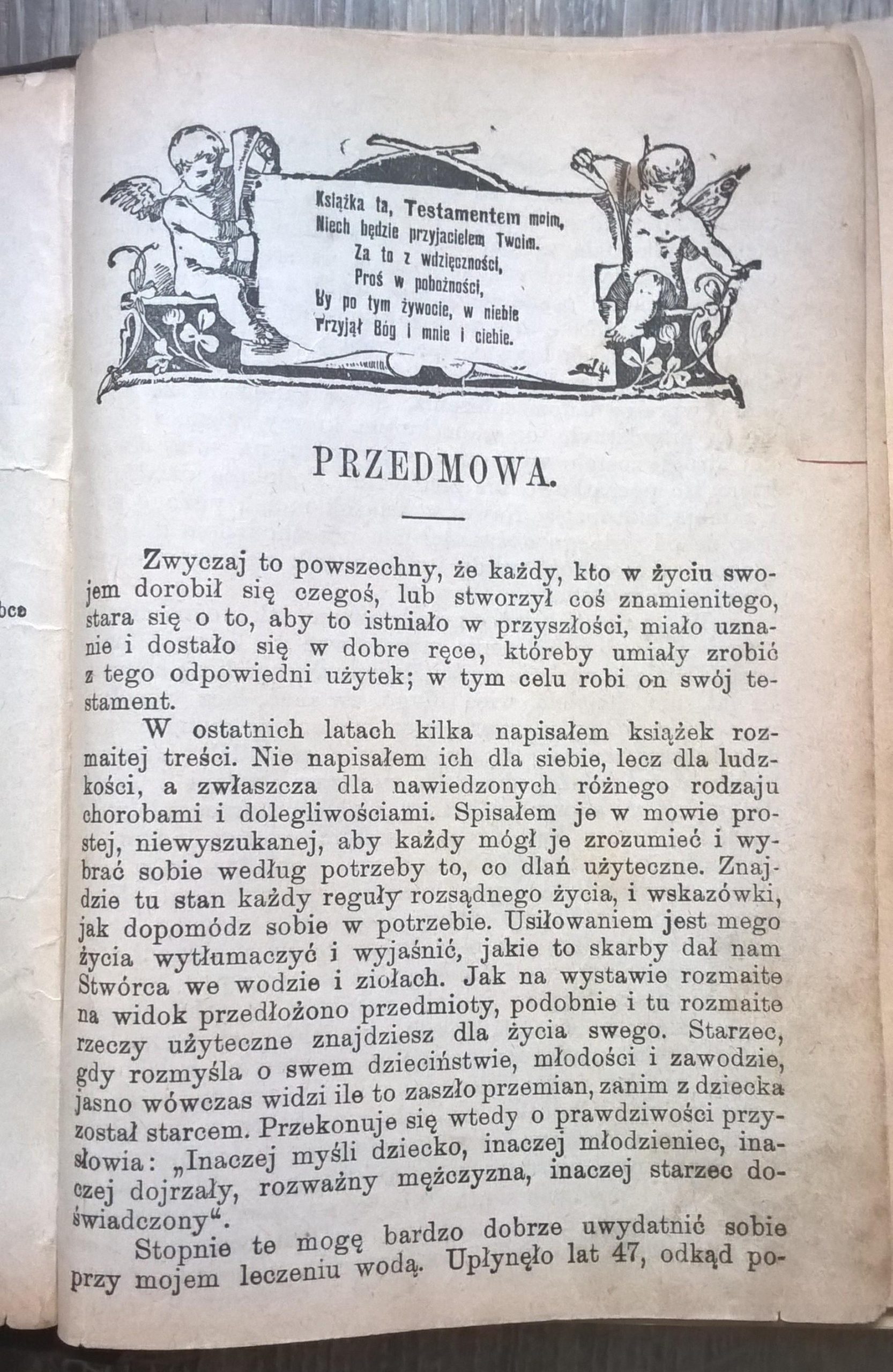 Książka "Mój testament dla zdrowych i chorych" Sebastian Kneipp, 1895?