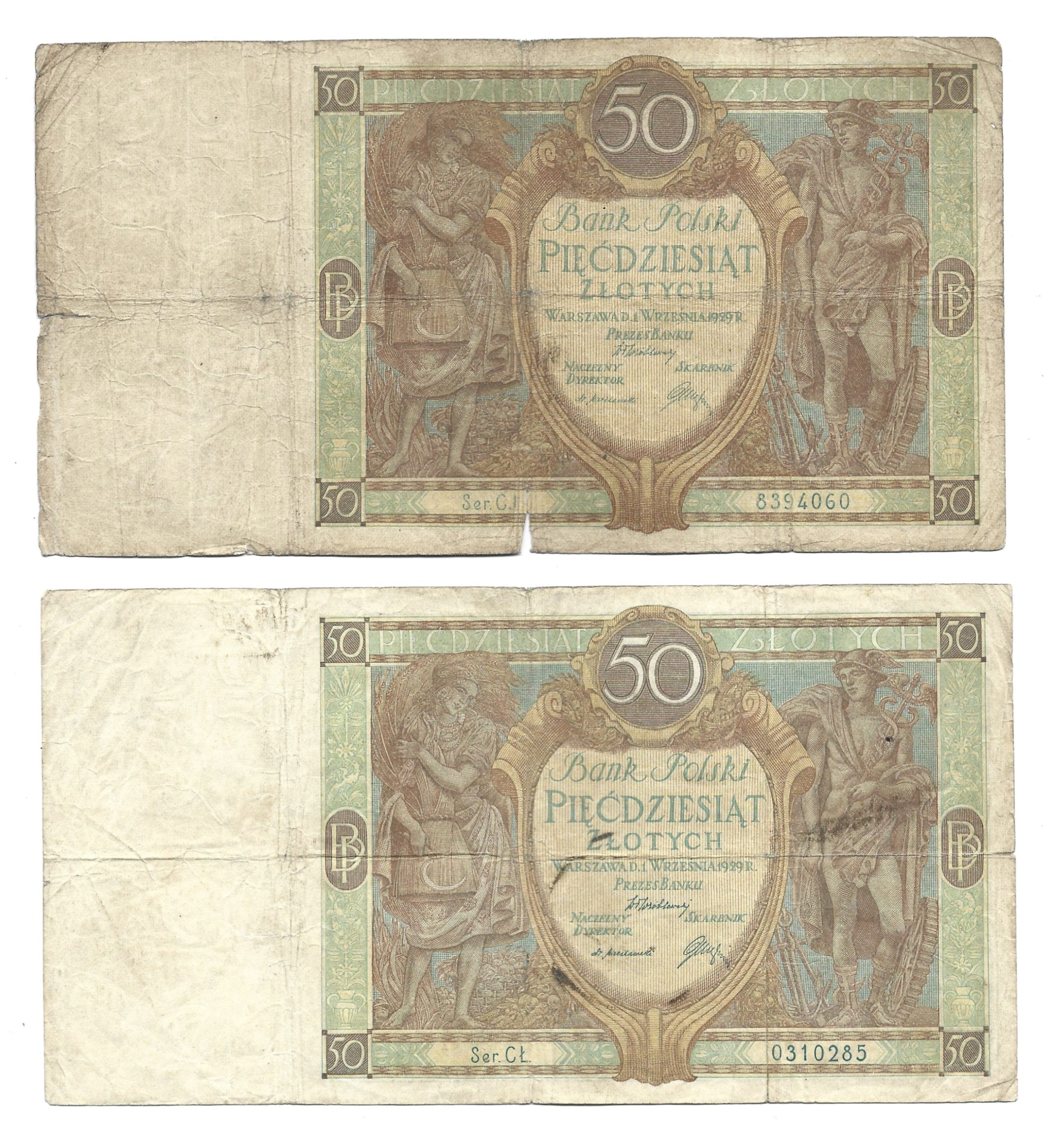 Zestaw banknotów polskich (7 sztuk) - 50 złotych