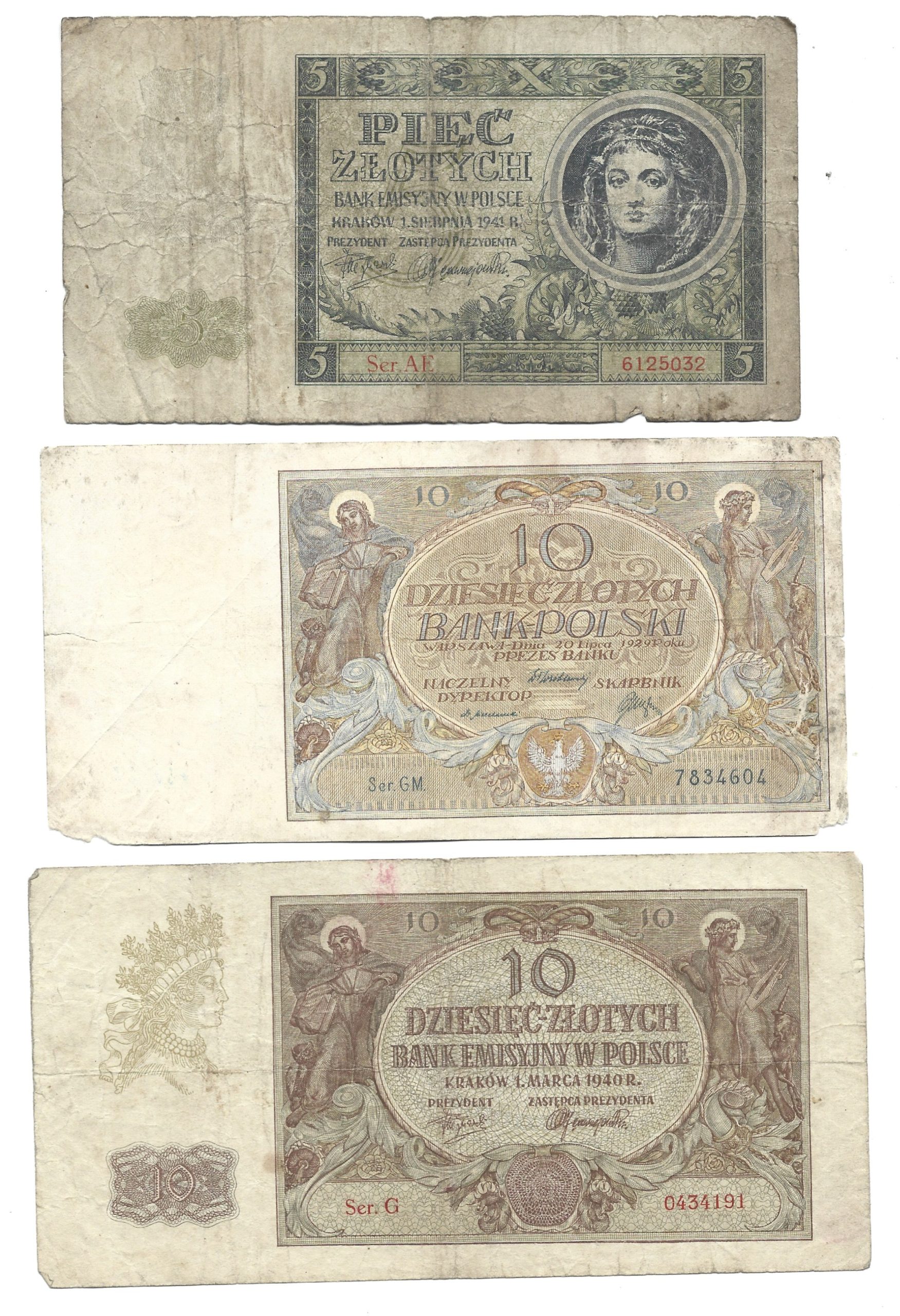 Zestaw banknotów polskich - 6 sztuk