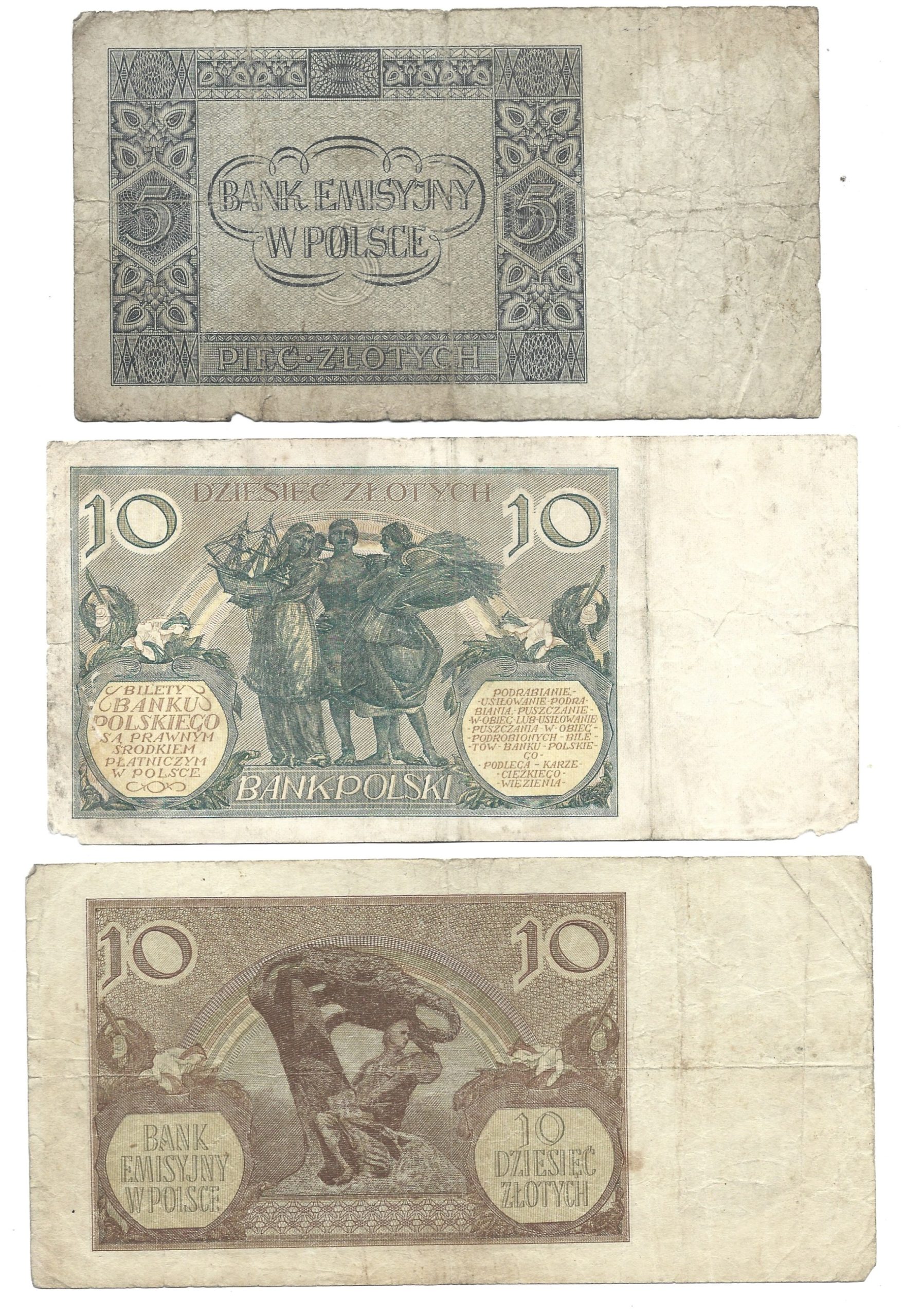 Zestaw banknotów polskich - 6 sztuk