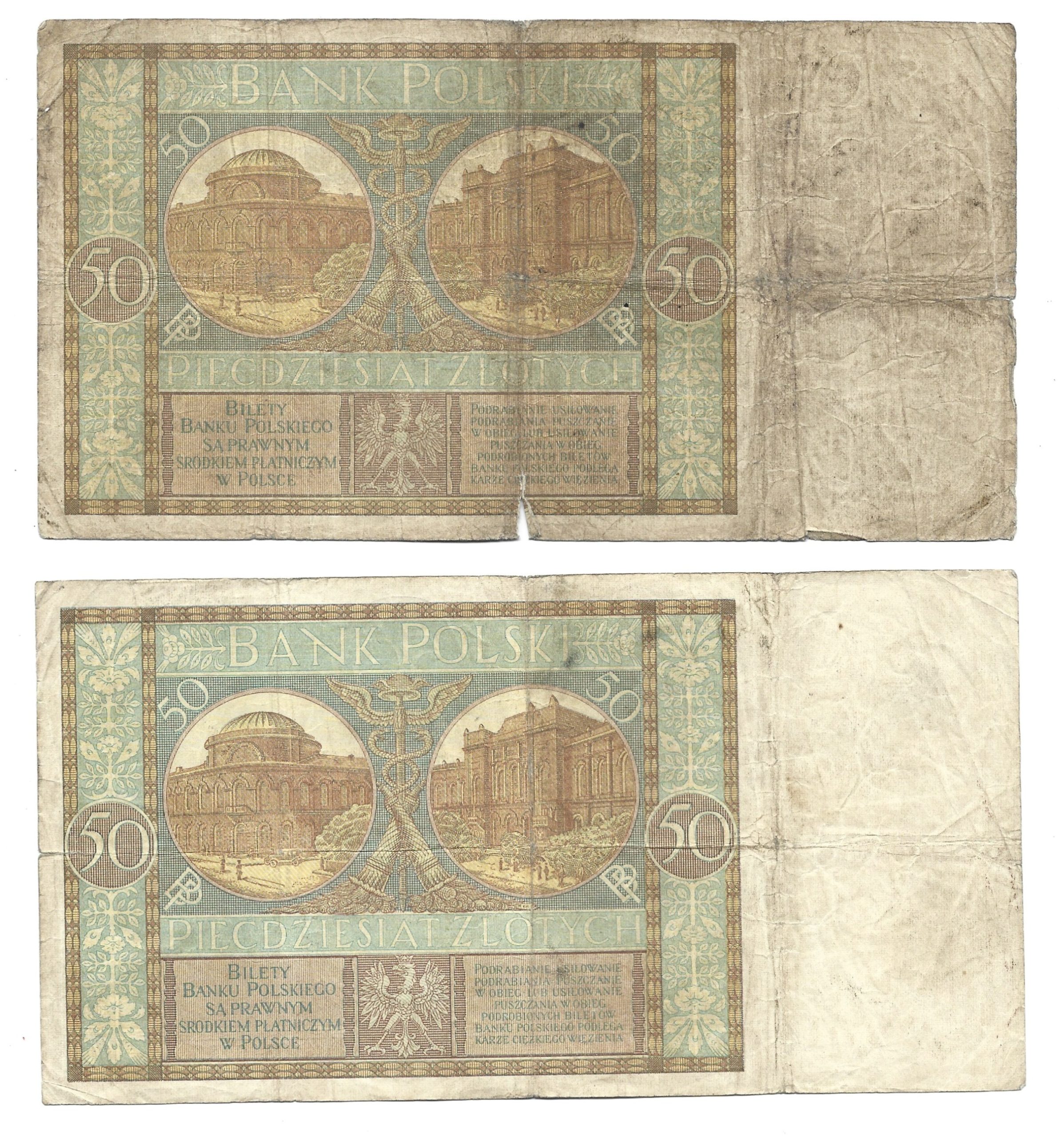 Zestaw banknotów polskich (7 sztuk) - 50 złotych