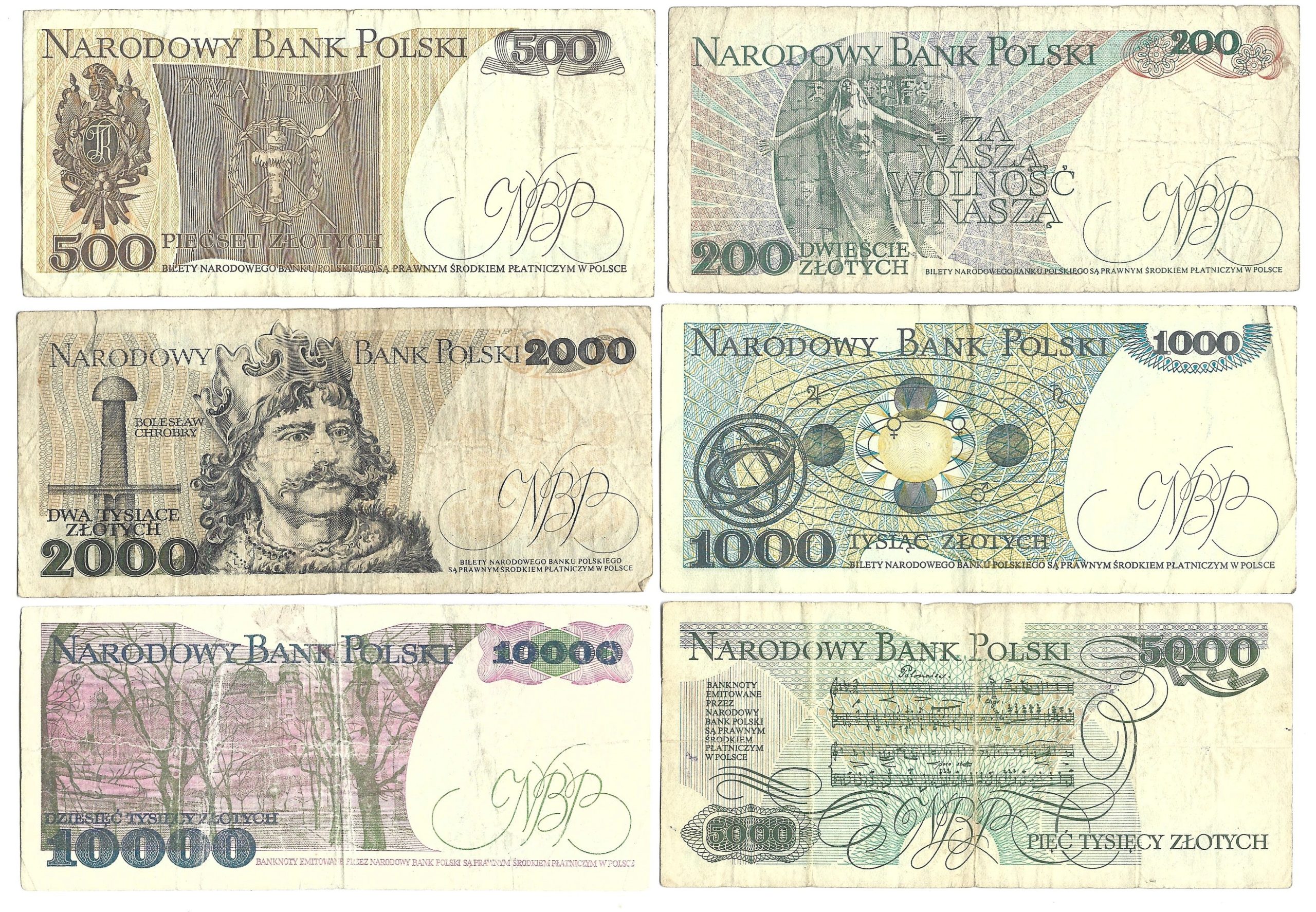 Zestaw banknotów polskich, PRL – 10 sztuk