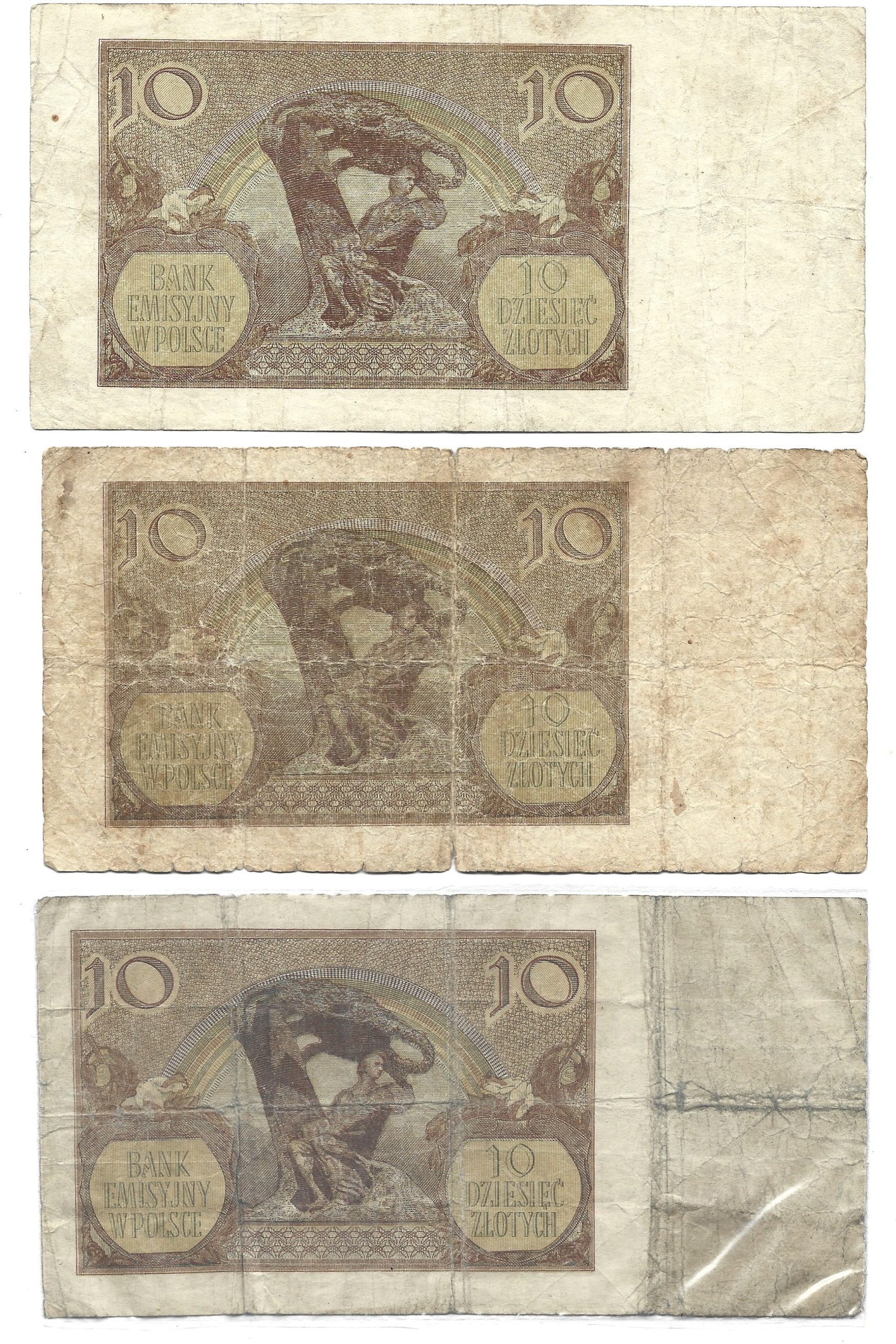 Zestaw starych banknotów polskich - 10 i 20 zł - 5 sztuk