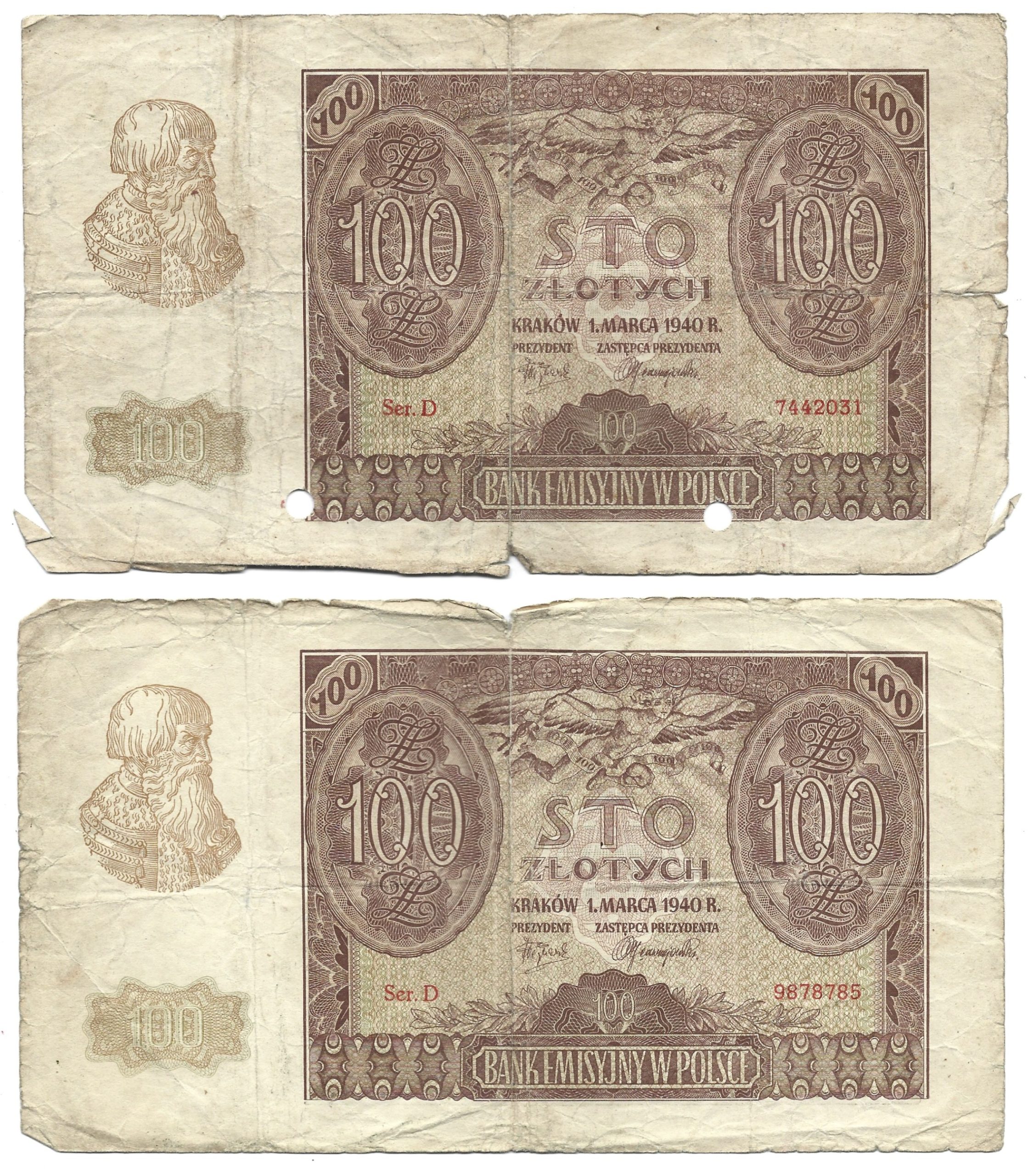 Zestaw banknotów polskich - 7 sztuk