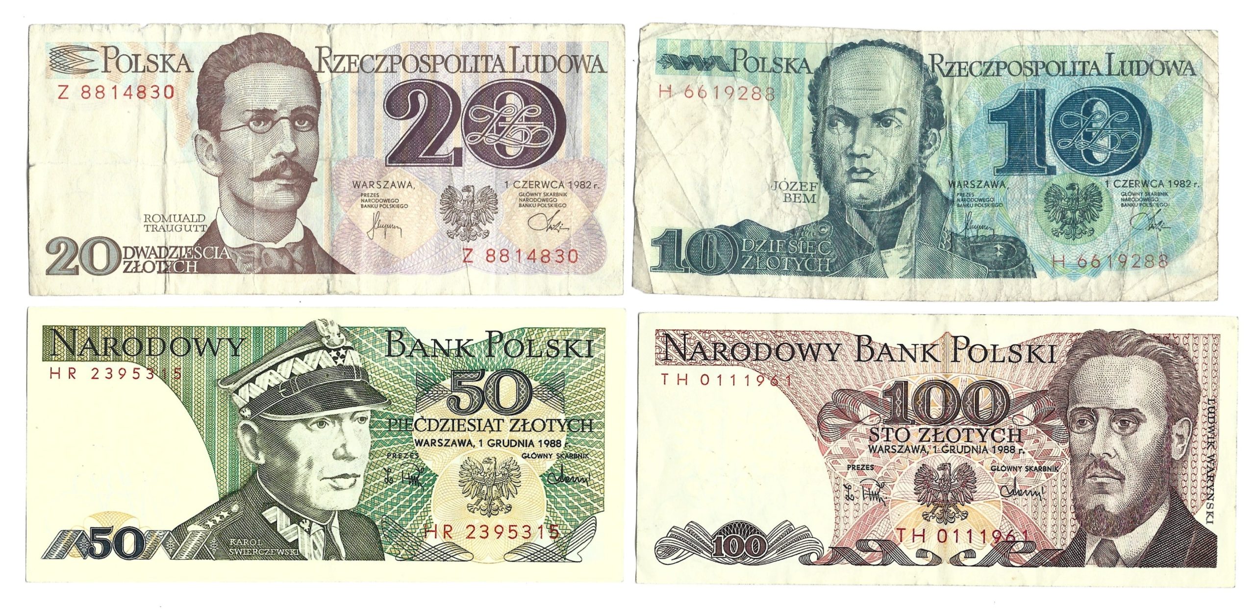 Zestaw banknotów polskich, PRL – 10 sztuk