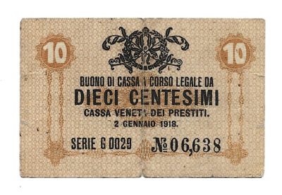 Banknot - 10 DIECI CENTESIMI - 10 centów, 1918 r.