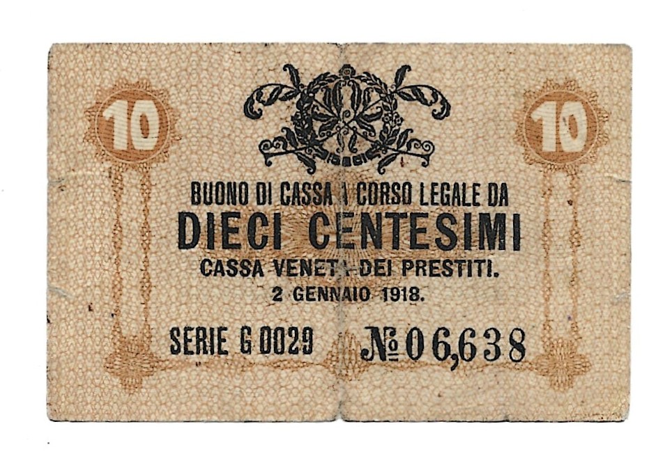 Banknot - 10 DIECI CENTESIMI - 10 centów, 1918 r.