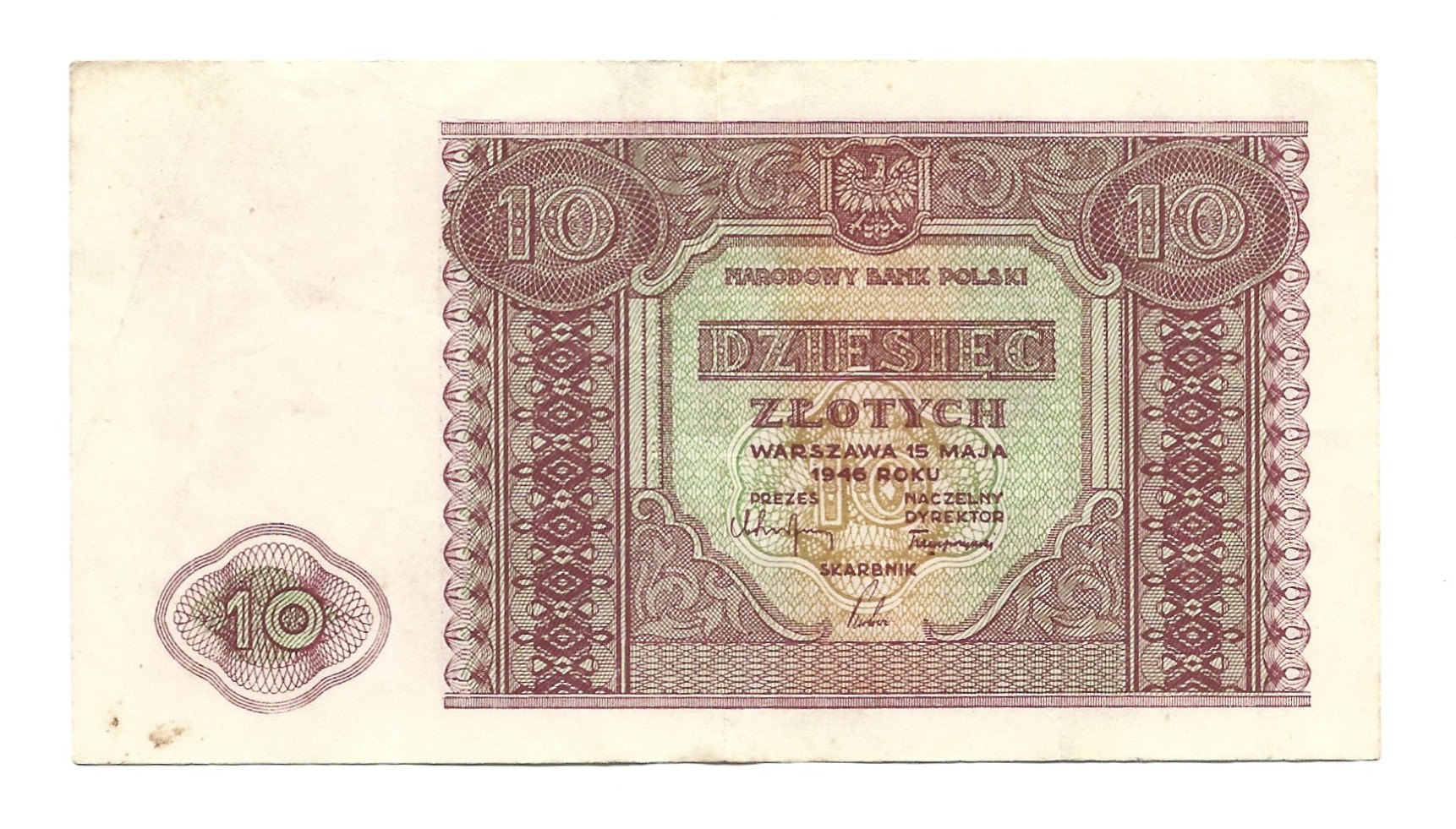 Banknot – 10 złotych, 1946 r. – Narodowy Bank Polski