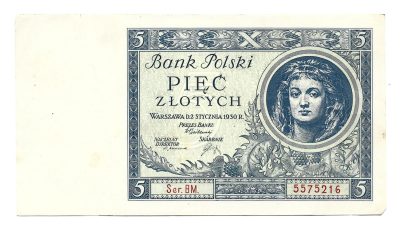 Banknot – 5 (pięć) złotych, 1930 r. – Bank Polski