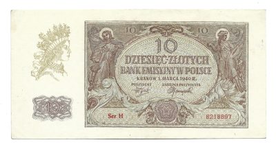 Banknot – 10 złotych, 1940 r. – Bank Emisyjny w Polsce