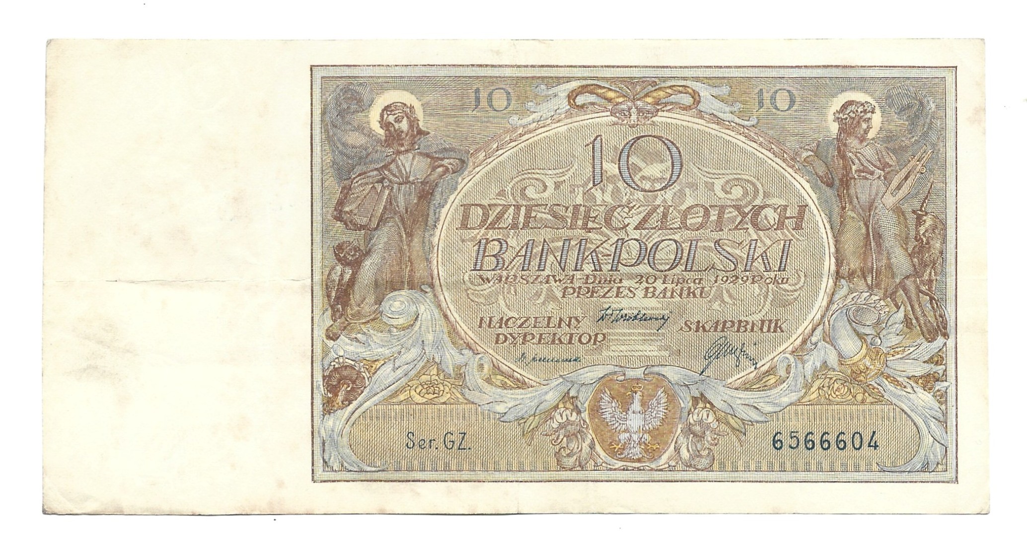 Banknot – 10 DZIESIĘĆ ZŁOTYCH, 1929 r. – Bank Polski