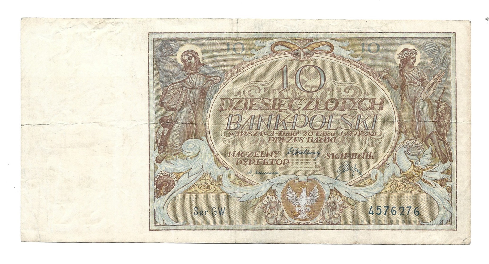 Banknot – 10 ZŁOTYCH, 1929 r. – Bank Polski