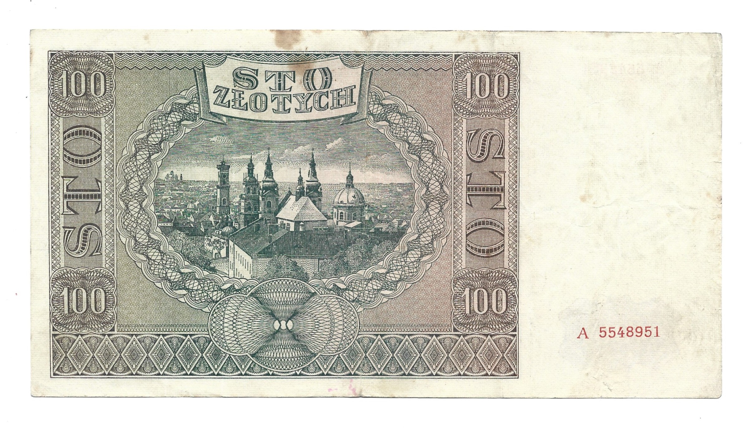 Banknot –  100 ZŁ (sto złotych), 1941 r. – Bank Emisyjny w Polsce