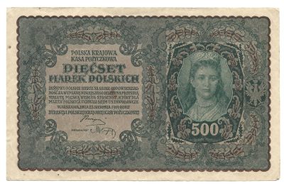 Banknot – 500 MAREK POLSKICH, 1919 r. – Polska Krajowa Kasa Pożyczkowa