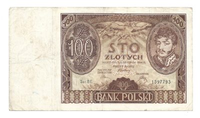 Banknot – 100 ZŁOTYCH (sto złotych) - Bank Polski - 1934 r.