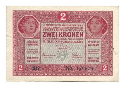 Banknot - 2 KORONY - KET KORONA - ZWEI KRONEN -  Bank Austriacko-Węgierski, 1917 r.